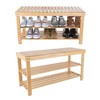 Hastings Home Bamboo Shoe Rack Bench with 2 Shelves, Natural Wood Seat Storage and Organization for Home 318722DUB